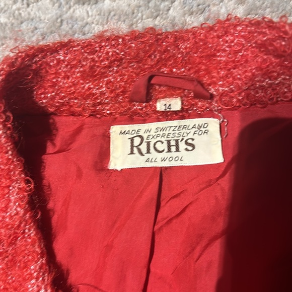 Vintage 50/60”s Red Mohair Wool Blazer. Made in Switzerland Expressly for Rich’s - Picture 8 of 8